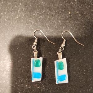 Blue and Green Dangle Earrings